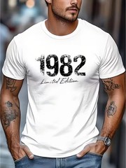 1982 Limited Edition Men’S Short Sleeve T-Shirt Vintage Geometric Print