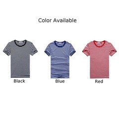 Classic Navy Blue and White Striped Tshirt for Men in Sports and Casual Style
