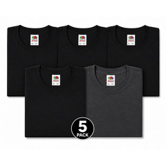 Fruit of the Loom 5-Pack Heavy Cotton HD T-Shirts Size 2XL – 4 Black & 1 Gray
