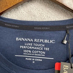 NEW Banana Republic Men’s M Luxe Touch Performance Tee 100% Cotton Navy Blue