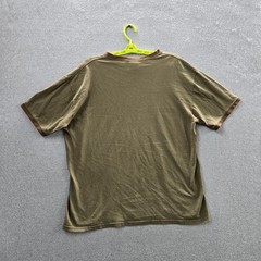 VINTAGE Quiksilver Men Shirt L/G Green Y2K Logo Short Sleeve Skater Ringer