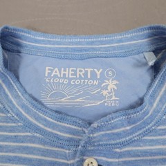 Faherty Henley Shirt Mens Small Blue Striped Cloud Cotton Long Sleeve Knit