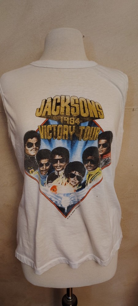 The Jacksons 1984 Victory Tour White Graphic Sleeveless Tank T-Shirt Men M