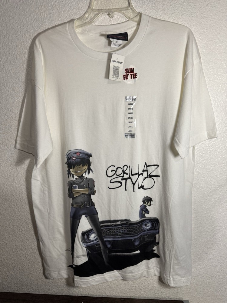 Gorillaz Stylo Size Large White New With Tag Hot Topic Slim Fit Tee Shirt