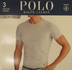 3 POLO RALPH LAUREN S M L XL SLIM FIT COTTON BLACK WHITE BLUE CREW NECK T SHIRTS