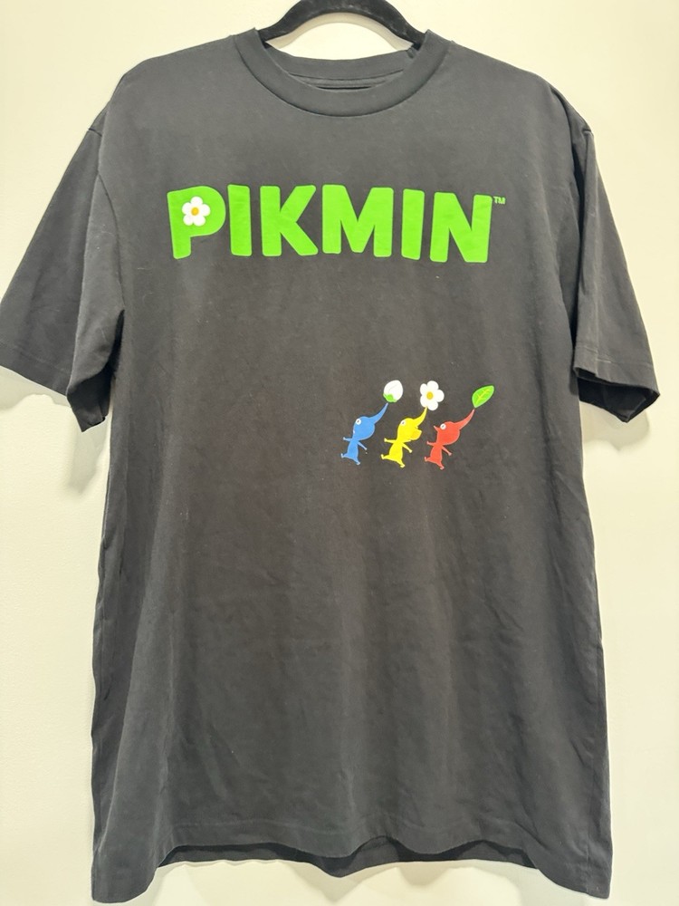 Nintendo Pikmin Graphic T Shirt Black Large Video Game Dbl Sided Tee & Freebie