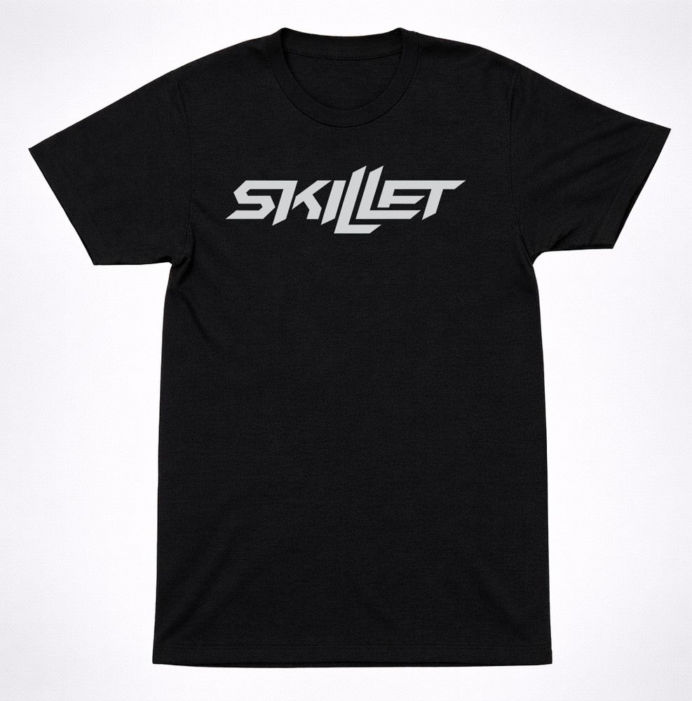 Skillet Text Logo T-Shirt Black Silver Christian Rock Hard Rock Band Tee