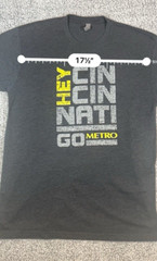 Next Level Apparel Men’s T-Shirt “Hey Cincinnati Go Metro” L Large Gray Tee