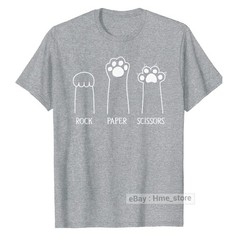 Funny Cat Lovers T-shirt Rock Paper Scissors Hand Game Cute Paw Kittens Fur Tee
