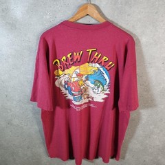 Vintage Cal Cru Brew Thru Graphic 90s USA Single Stitch T Shirt Mens XL Pink