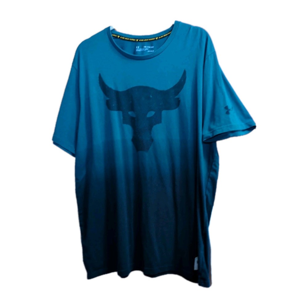 Under Armour Shirt Mens 2XL Project Rock Brahma Bull Basic T-Shirt Gradient Blue