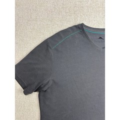 Tommy Bahama Mens Gray V-Neck T-Shirt XL Modal Blend Textured Short Sleeve