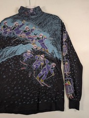 Vintage 90s Kombi Ski Turtleneck Shirt All Over Print AOP Skiers Longsleeve S