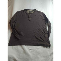Arrow Mens Long Sleeve Henley Shirt Dark Brown Cotton Blend Size Large