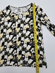 Esmara Women S Long Sleeve Cat Print Crew Neck Top Black/White/Yellow