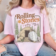 Rolling Christian T-Shirt Easter Clothing Jesus Christ Shirt