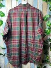 Ralph Lauren BLAKE Check Button Down Shirt Bordeaux Green Long Sleeve For 14Y+