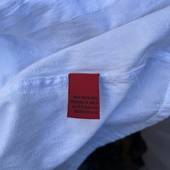 Patroncito Shirt Small White Sleeveless Textured Brocade Fabric Snap Button Dow