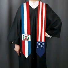 72 Inch Dominican Republic USA Flag Graduation Sash Unisex Adults Stole