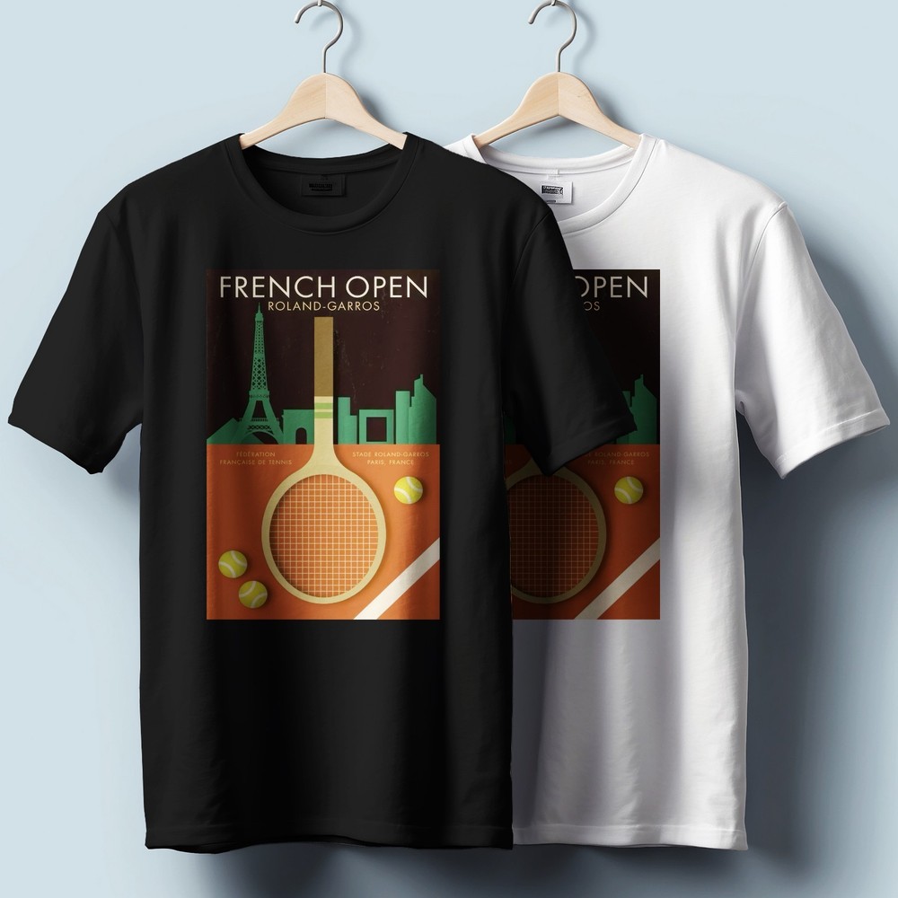 French Open Tennis Court T-Shirt – Iconic Style Graphic | Unisex Heavy Cotton