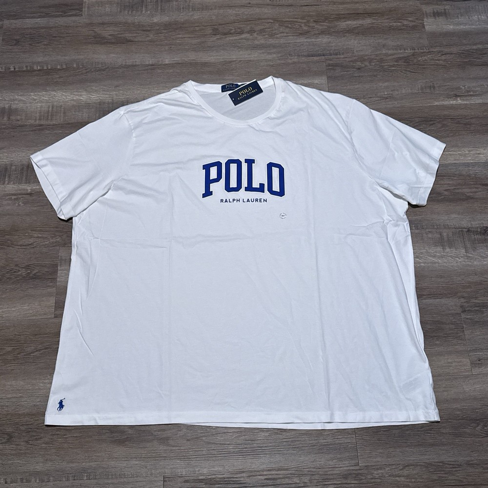 Polo Ralph Lauren White Short Sleeve Logo Jersey Tee Shirt Men’s 5XLT 5XL TALL