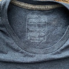 Patagonia T Shirt Mens Large Blue ResponsibiliTee Pocket Back Logo Graphic