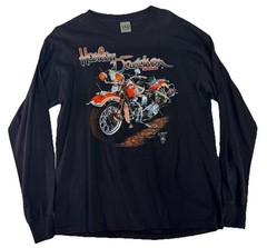 Vintage 1980s 3D Emblem Harley Davidson Reno 1989 Long Sleeve T Shirt Mens L