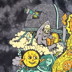 Killer Acid Men’s Black Gray Yellow Cotton Tie Dye Sun Graphic T-Shirt Size M