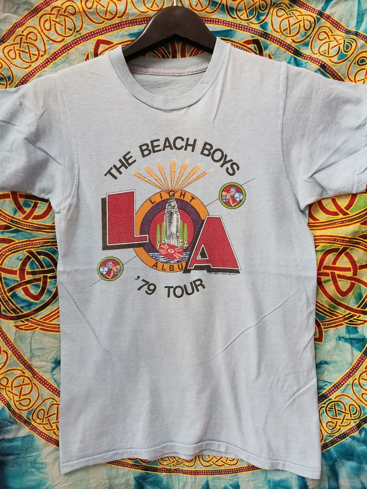 Vtg The Beach Boys Super Rare Light Blue T-shirt 70s L.A. tour Unisex NH25911