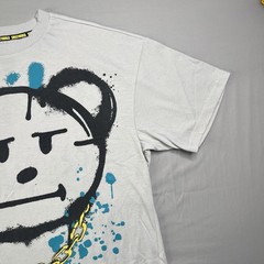 Smiley World T Shirt Men’s Large Gray Graphic Front Back Graffiti Bear Chain