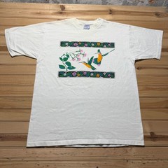 Vintage 90s Air Waves Hummingbird Floral Single Stitch Graphic T-Shirt USA – XL