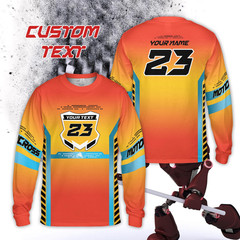 Personalized Neon Motocross Long Sleeve Shirt, Custom Rider Name Number