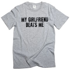 Men’s Funny My Girlfriend beats me humorous T-shirt Valentine’s day Tee