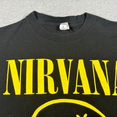 Nirvana Shirt Adult Small Black American Rock Band Smiley Face Music Tour Mens