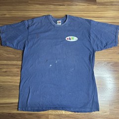 VIntage eBay Promo Shirt Mens XL Blue I’d Rather Be Trading on eBay Y2K Distress