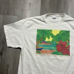 Vintage 2000 Tropical Ocean Beach Adventure Size Large Nature Art Tshirt