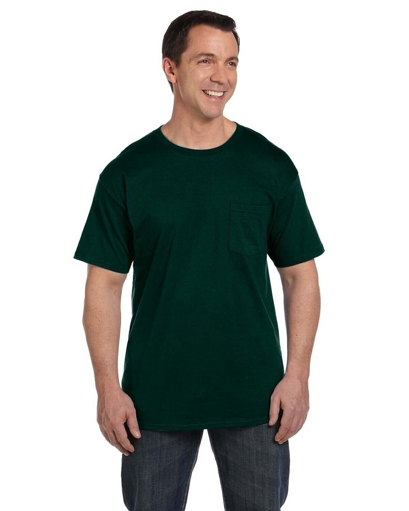 Hanes Beefy-T Shirt with Pocket Green XL 05190 100% Cotton Pre-shrunk New