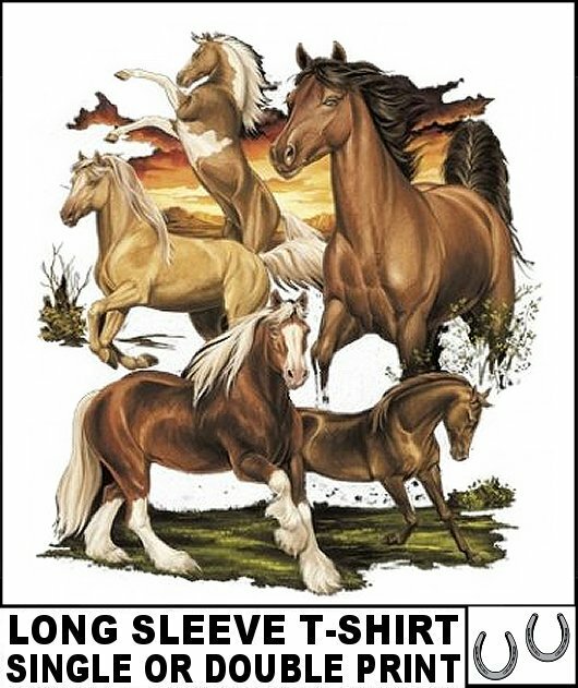 BEAUTIFUL PALOMINO PAINT ARAB MORGAN SHIRE DRAFT HORSE LONG SLEEVE T-SHIRT W310
