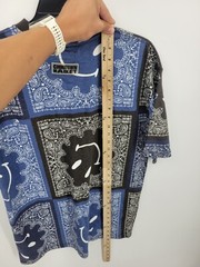 Chinatown Market Smiley Shirt Mens Large Blue Black Patchwork Streetwear Y2K