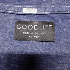 Goodlife Mens V-Neck T-Shirt Blue Heather 2XL Cotton Rayon Blend Short Sleeve