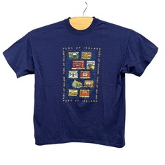 Fruit of the Loom Pubs of Ireland Graphic T-Shirt Navy Blue Mens Large L