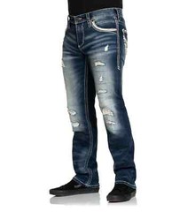 Affliction Men’s Denim Jeans ACE AMEND DAYTON Embroidered Blue $135