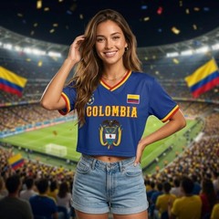 Custom Colombia Soccer Crop Top Jersey Personalized Name Number Women’s Football