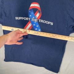 Support The Troops T-Shirt Men’s XL Blue Patriotic American Flag USA Tee