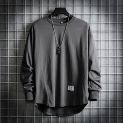 Men’s Casual Baggy Long Sleeve Shirt Sports Round Neck Fashion T-Shirt Street