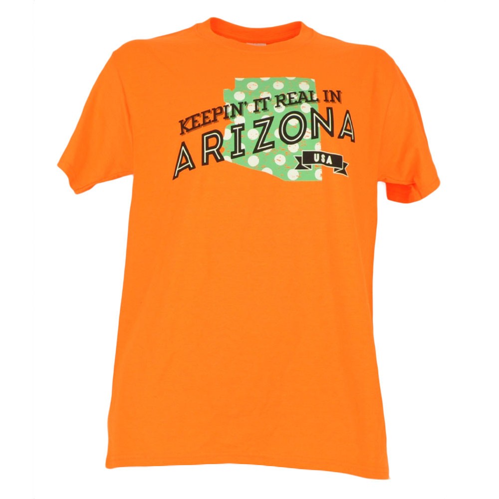 Keepin It Real In Arizona USA AZ Neon Orange Mens Tshirt Tee Short Sleeve Adult