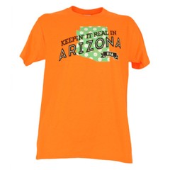 Keepin It Real In Arizona USA AZ Neon Orange Mens Tshirt Tee Short Sleeve Adult