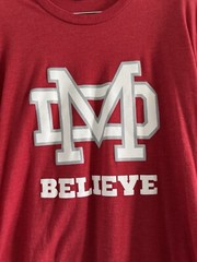 MATER DEI HIGH SCHOOL Men’s Red MD BELIEVE Long Sleeve T-Shirt (X-LARGE)