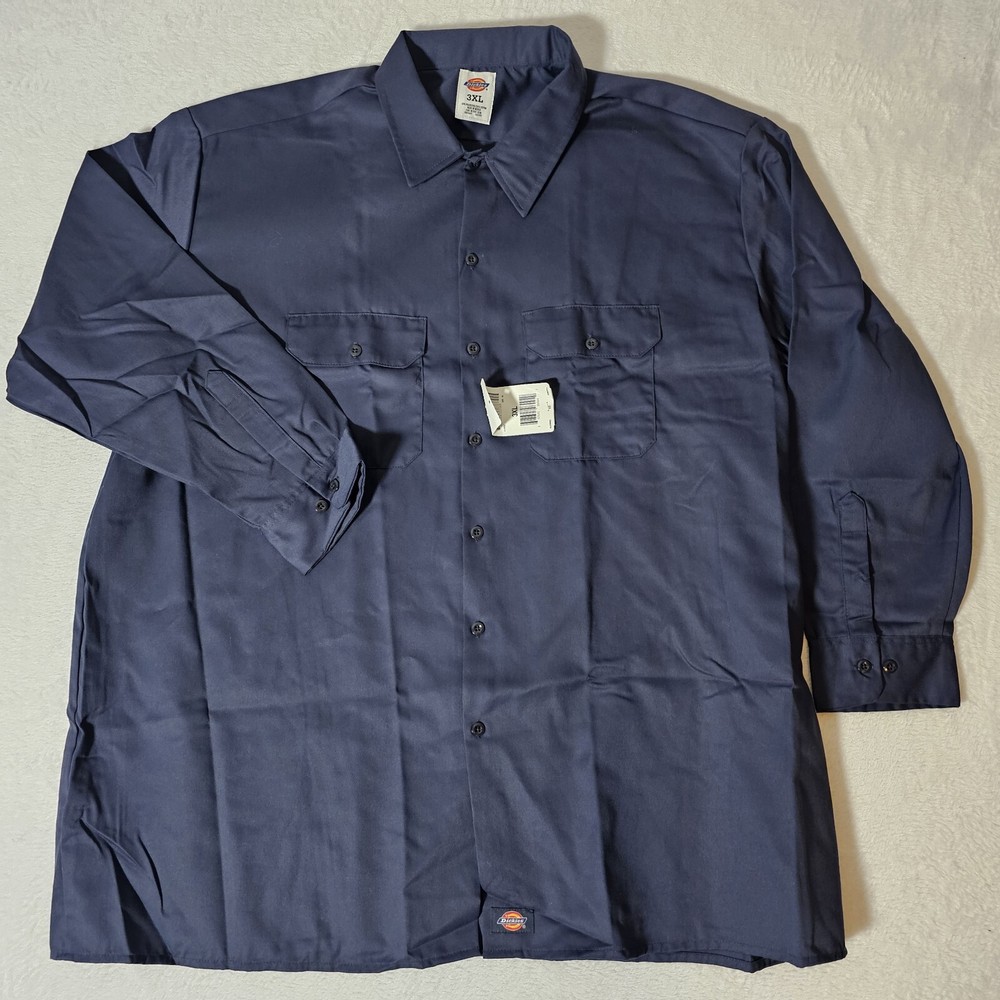 Dickies Work Shirt Mens 3XL Blue Original Fit Long Sleeve Button-Up 574NV NWT