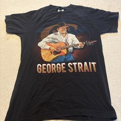 Men’s George Strait Black Cotton Band T Shirt L Double Sided Live In Concert 050